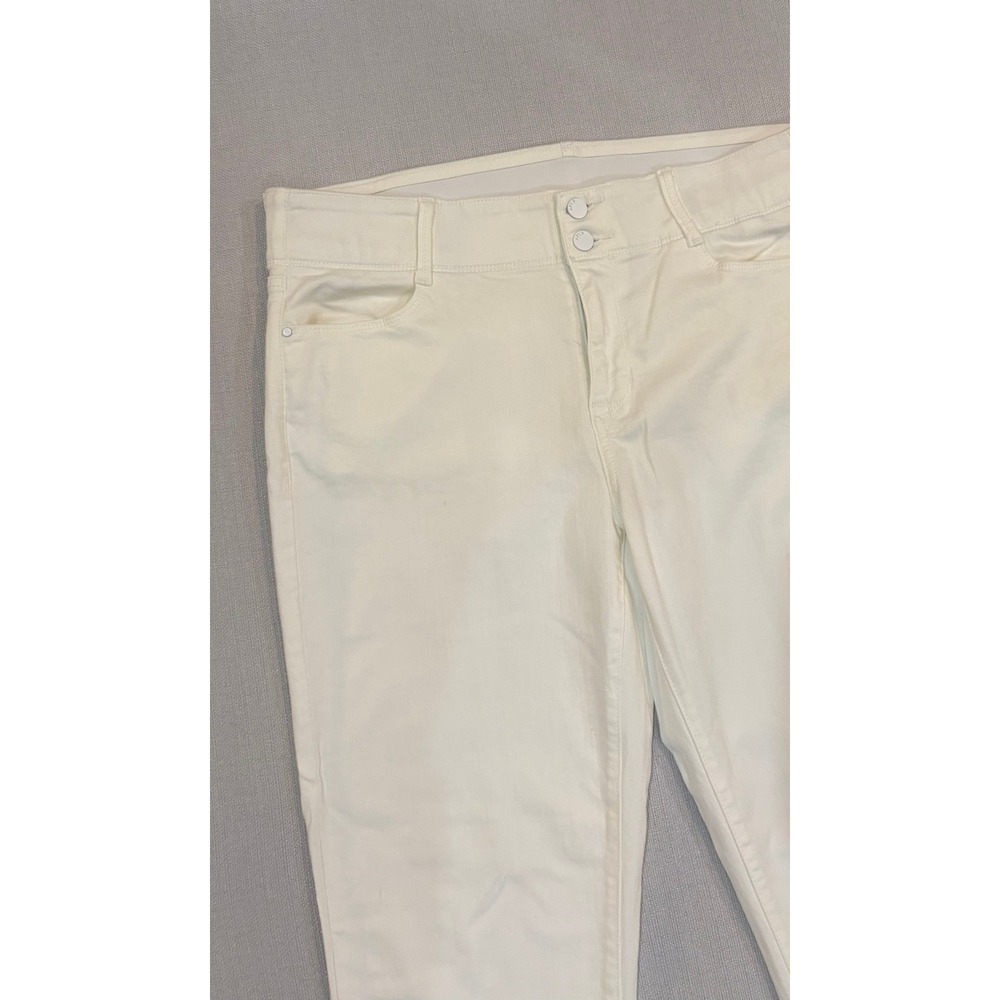 Apt. 9 Straight Leg Pants Women 16 White Good Stretch Double Button Workwear